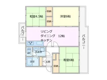 みつわ台団地(3LDK/3階)の間取り写真