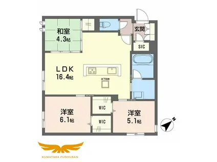 LUCE帯山西(3LDK/1階)の間取り写真