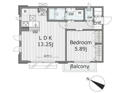 RAPORA GARDEN日吉(1LDK/1階)の間取り写真