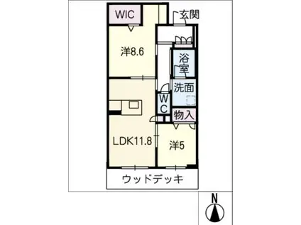 フェリス蓮(2LDK/1階)の間取り写真
