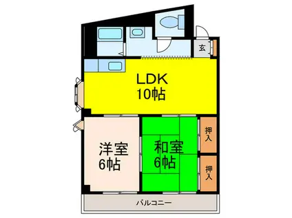 シャンボール宝塚(2LDK/3階)の間取り写真