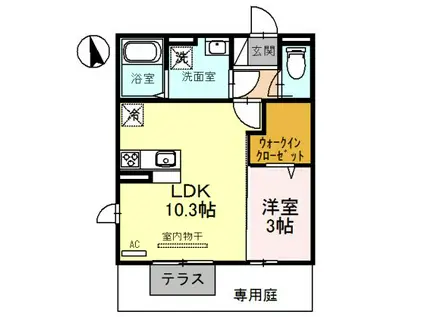 サンフローラ(1LDK/1階)の間取り写真