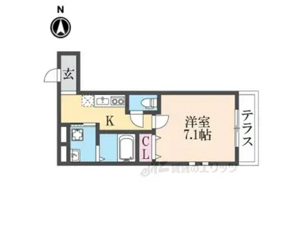 フジパレス弥刀駅北Ⅰ番館(1K/1階)の間取り写真