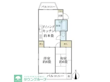 ファミール若月(2DK/2階)の間取り写真