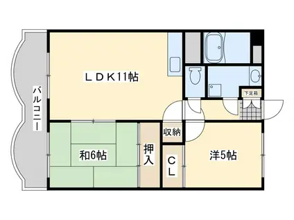 センチュリア芦屋I(2LDK/3階)の間取り写真
