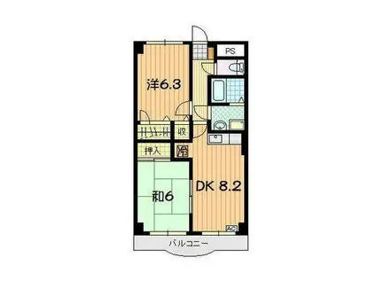 クリエイト(2DK/6階)の間取り写真