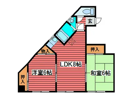 テラスハウス月寒(2LDK/4階)の間取り写真