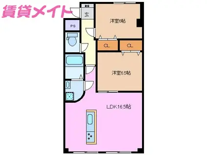 ベルメゾン・シロエ(2LDK/2階)の間取り写真