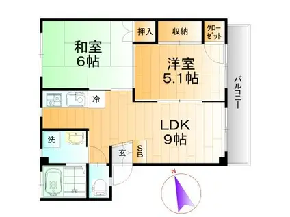 ブリベール方八町(2LDK/1階)の間取り写真