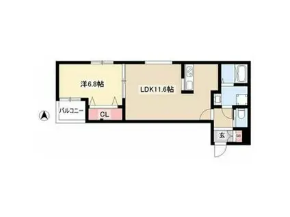 リーブルファイン稲永(1LDK/2階)の間取り写真