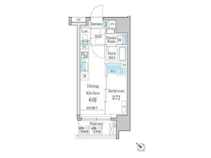 デュオメゾン文京白山(1DK/6階)の間取り写真