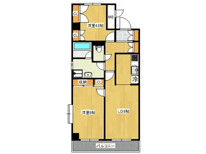 アライハウスII(2LDK/1階)の間取り写真