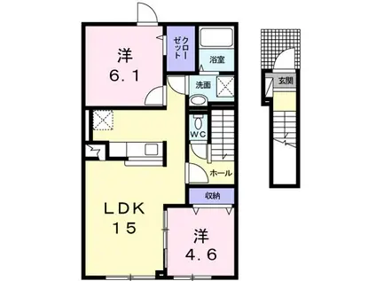 グランベルII(2LDK/2階)の間取り写真