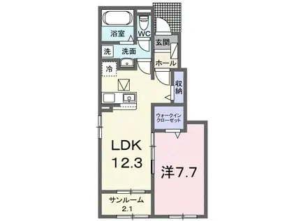 セリーンガーデン IV(1LDK/1階)の間取り写真