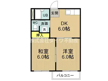 パークハウス竜美II(2DK/2階)の間取り写真