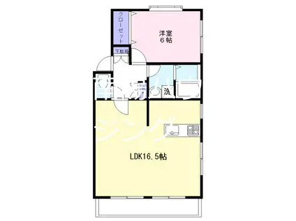 メイプル西野川(1LDK/2階)の間取り写真