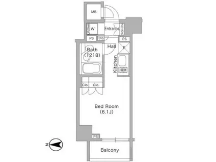 コンフォリア文京春日(ワンルーム/2階)の間取り写真