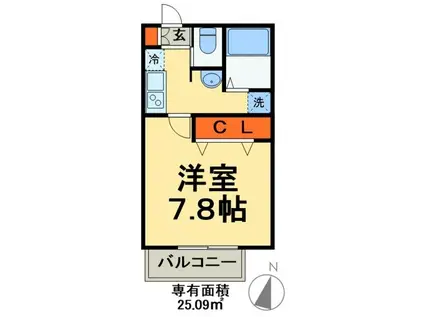 キャメル新八柱A棟(1K/1階)の間取り写真
