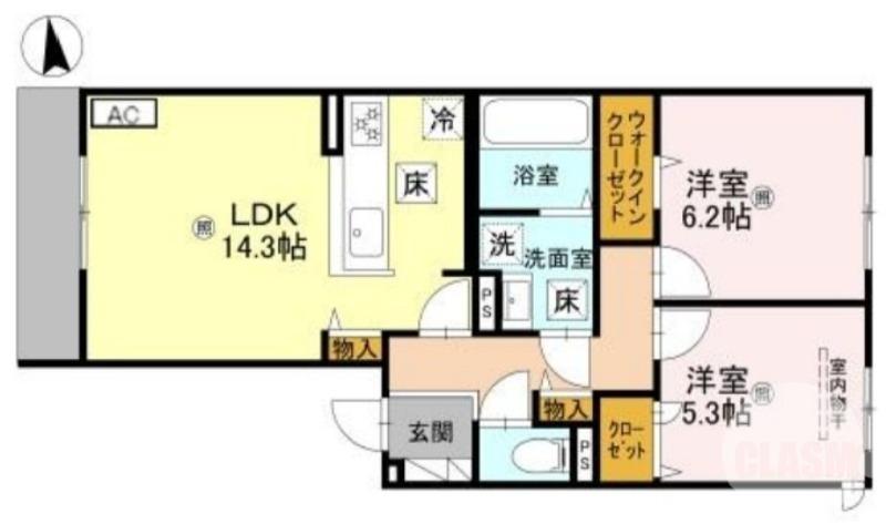CHRYSANTHEME大鳥 (2LDK/1階)の間取り写真