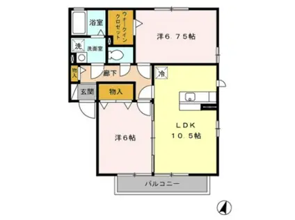 コンフォート壱番館・弐番館(2LDK/2階)の間取り写真