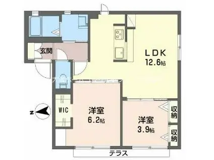 インペリアル北本町(2LDK/1階)の間取り写真