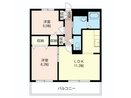 サンボナール(2LDK/3階)の間取り写真