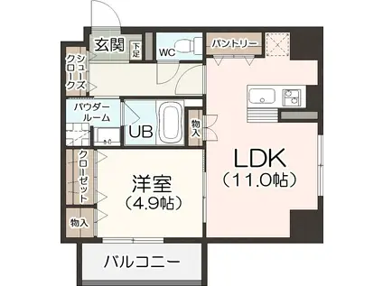 ヴィファーレ金山(1LDK/3階)の間取り写真