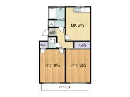 サンハイム新富(2DK/2階)の間取り写真