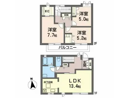 アーバンコート・F(3LDK/1階)の間取り写真