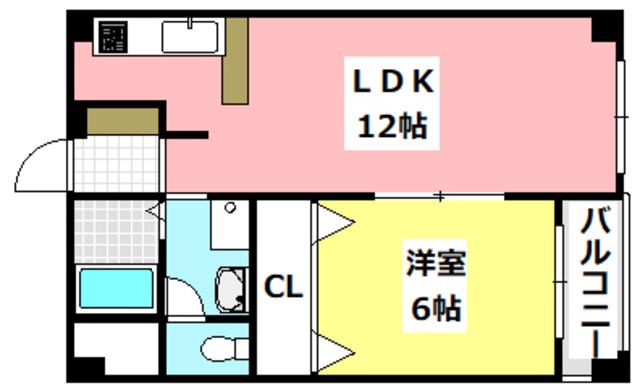 THKマンション(1LDK/3階)の間取り写真