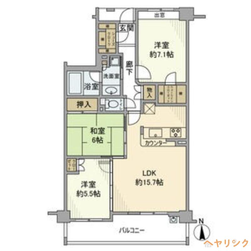 メイツ西山本通(3LDK/2階)の間取り写真