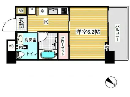 レジディア神戸元町(1K/9階)の間取り写真