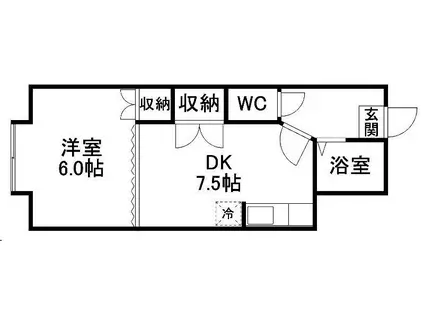 リッチランドハイツII(1DK/1階)の間取り写真