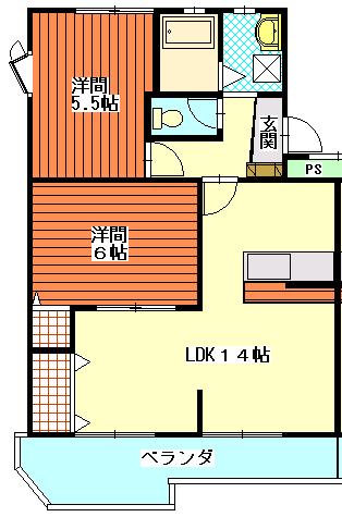 MSタウンIII(2LDK/1階)の間取り写真