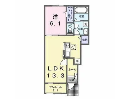 エアリー ブルーム B(1LDK/1階)の間取り写真