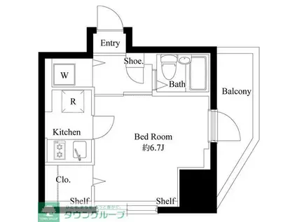 TS GARDEN川崎大師II(1K/6階)の間取り写真