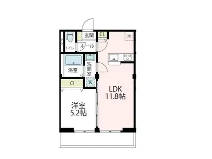 ルミヌ・シャンブル(1LDK/3階)の間取り写真