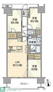 ドレッセ横浜十日市場サニーテラス(3LDK/13階)の間取り写真