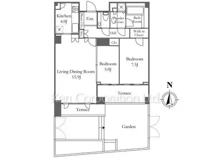 高輪ソルステージュ(2LDK/1階)の間取り写真