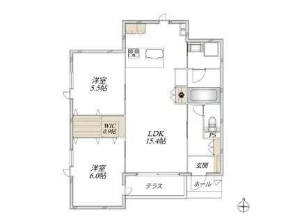 ARYA RESIDENCE 御厨 I(2LDK/1階)の間取り写真