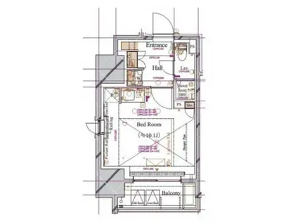 ブランシエスタ浅草蔵前(ワンルーム/4階)の間取り写真
