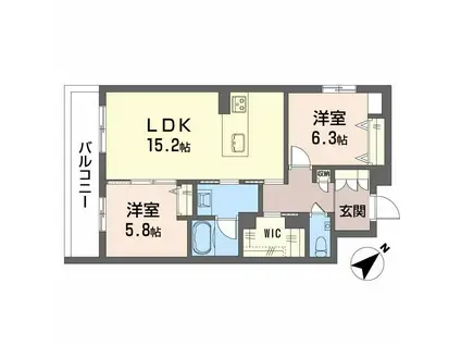 アンビエラ八事(2LDK/2階)の間取り写真