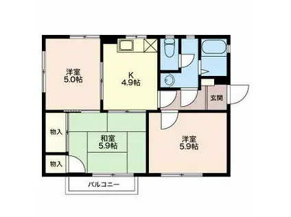 エスポアールSHODAV(3K/2階)の間取り写真