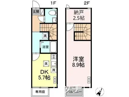 CASAJR箱崎II(1DK/1階)の間取り写真