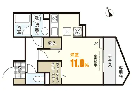 タウン祇園(ワンルーム/1階)の間取り写真