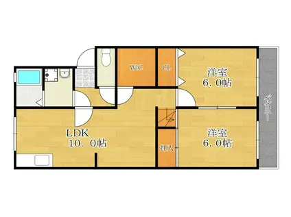 安田マンション(2LDK/2階)の間取り写真