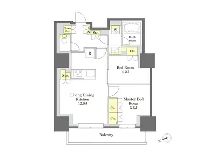 プライム新橋タワー(2LDK/24階)の間取り写真