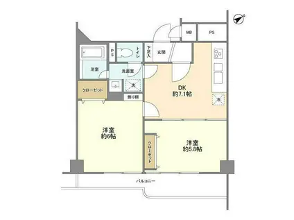 田園調布ロイヤルハイツ(2DK/2階)の間取り写真