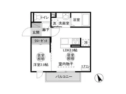 ロンオール元白銀(1LDK/2階)の間取り写真