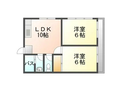 丸勝アパートA棟(2LDK/3階)の間取り写真